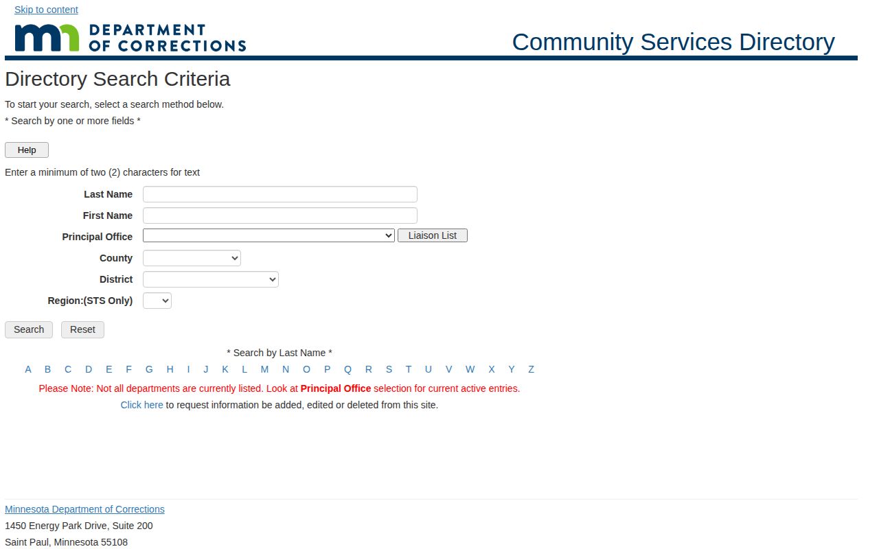 Jackson County release supervision office directory from MNDOC